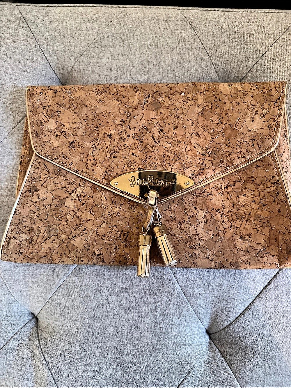 Lilly Pulitzer Cork Envelope Clutch in Brown Like New